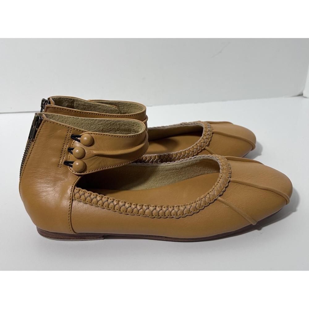 Bali ELF Shoes Womens Size 8 Brown Tan Leather Ballet Flats Ankle Strap Handmade